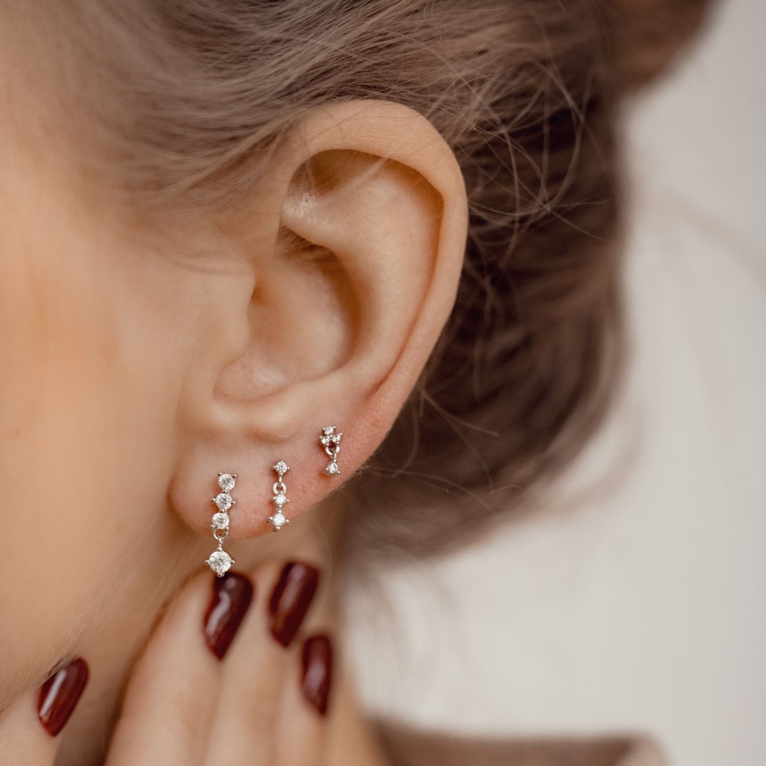 Pendientes Botón Cuatro Gotas Plata de Ley 925